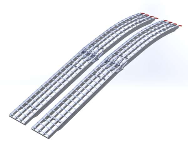 10 Foot Long, 12 Inch Wide, 1500 Pound FOLDING Ramps - Dambach Ramps - aluminum ramps for all equipment